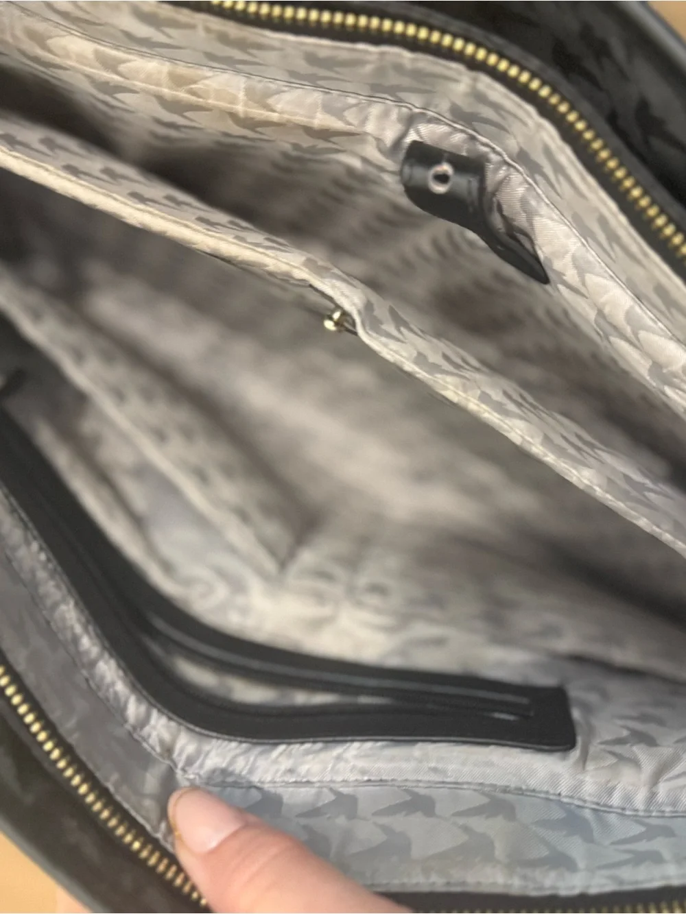 Grey Black Perforated lo & sons Seville tote 13”